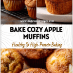 Golden Bakery Style Apple Cinnamon Muffins filled with apple chunks and sprinkled with cinnamon sugar.